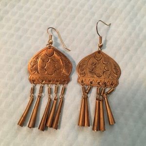 Vintage Brass or Copper Jingling Bells Boho Earrings